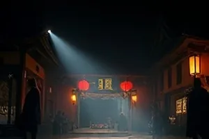 长夜灯塔剧照：深夜灯塔顶层，值班员背影与舷窗外海浪
